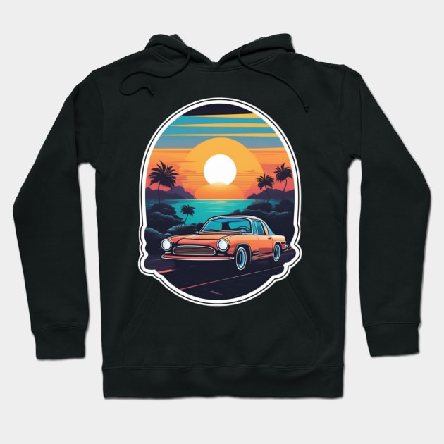 "Golden Trails: A Road Trip Under the Sunset Sky" Hoodie by abdellahyousra
